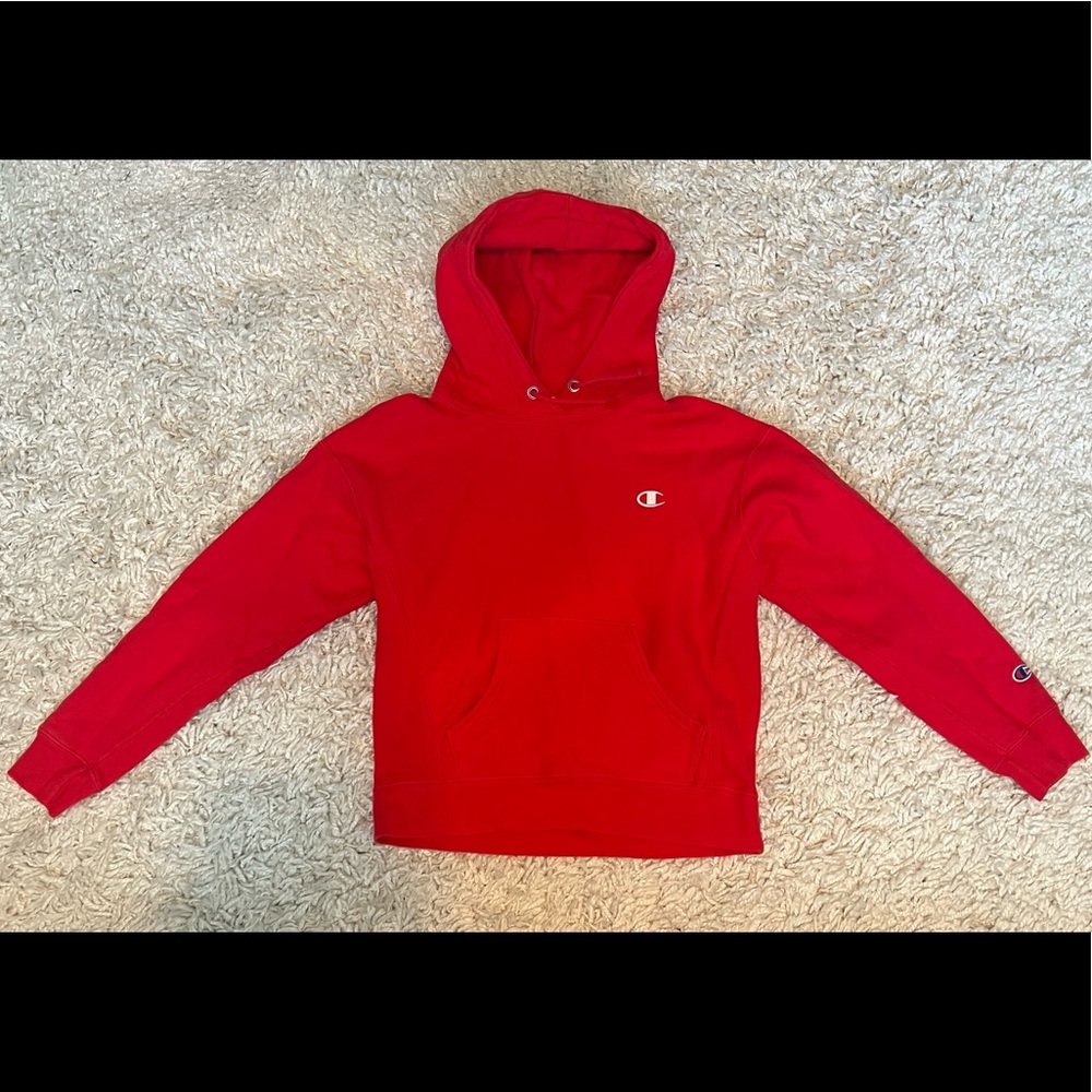Red champion hoodie
